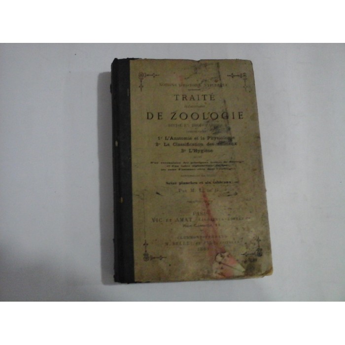 TRAITE elementaire DE ZOOLOGIE - Paris 1888